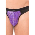 Jock violet en dentelle et similicuir