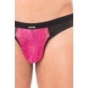 Jock magenta en dentelle et similicuir