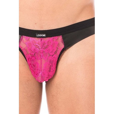 Jock magenta en dentelle et similicuir