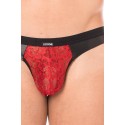 Jock rouge en dentelle et similicuir