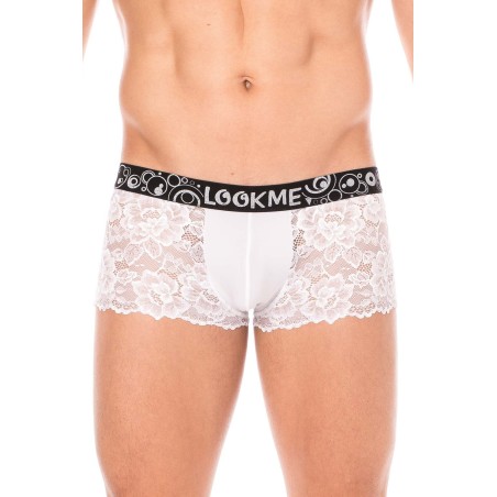 Boxer blanc en dentelle délicate