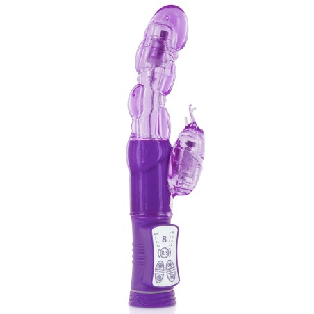 Vibromasseur rabbit violet tête rotative 32 programmes USB