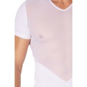 T-shirt blanc finement ajouré et transparence