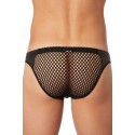 Slip noir filet avec bandes similicuir noires