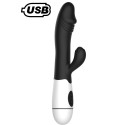 Vibromasseur rabbit USB noir avec gland 30 programmes