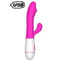 Vibromasseur rabbit USB rose avec gland 30 programmes