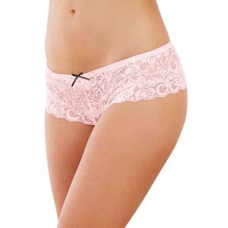 Shorty ouvert vieux rose court en dentelle