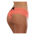 Shorty ouvert orange corail court en dentelle