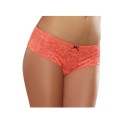 Shorty ouvert orange corail court en dentelle