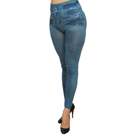 Legging bleu effet jean usé