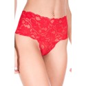 Tanga string rouge taille haute large bande de dentelle florale