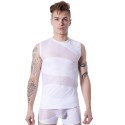 T-shirt débardeur blanc col rond opaque et transparent