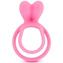 Double cockring rose avec stimulateur de clitoris