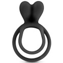 Double cockring noir avec stimulateur de clitoris