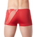 Boxer rouge sexy avec bandes fine résille et déco zippée