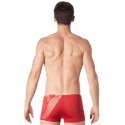 Boxer rouge sexy avec bandes fine résille et déco zippée