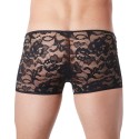 Boxer noir en fine dentelle florale