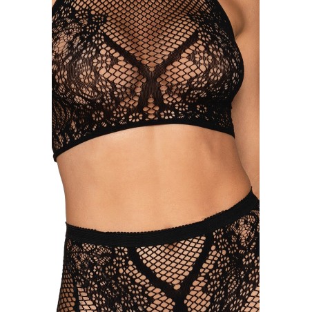 Ensemble noir résille brassière et collant