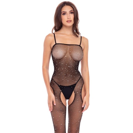 Bodystocking résille noir scintillant