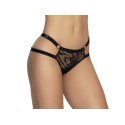 Shorty en dentelle florale noire et chaines dorées