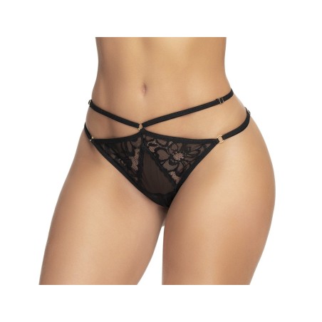 Culotte noire ouverte en dentelle