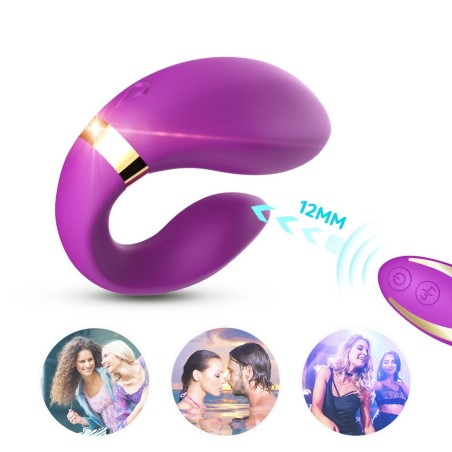 Vibromasseur forme U Violet pour couple avec double moteurs