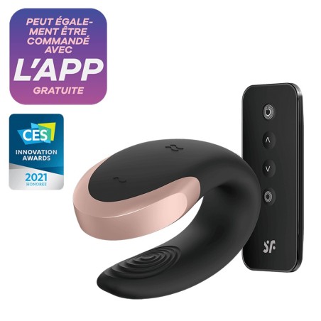 Satisfyer Vibromasseur connecté pour couple avec télécommande Double Love noir Satisfyer