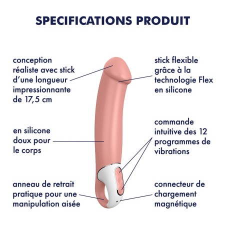 Satisfyer Vibromasseur waterproof en silicone USB Master Satisfyer