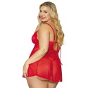 Nuisette et string rouge grande taille