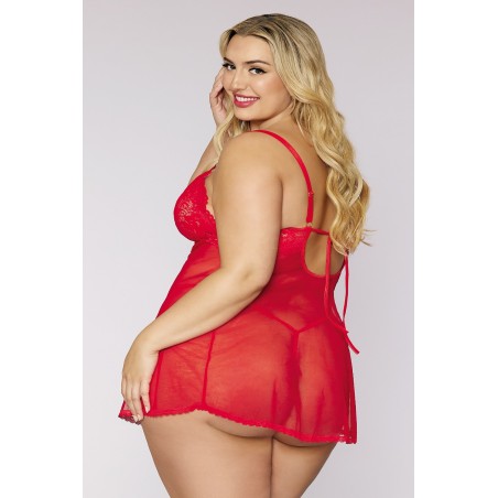 Nuisette et string rouge grande taille