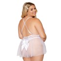 Body blanc grande taille en dentelle avec tulle amovible