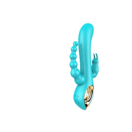 Vibromasseur rabbit bleu triple stimulation