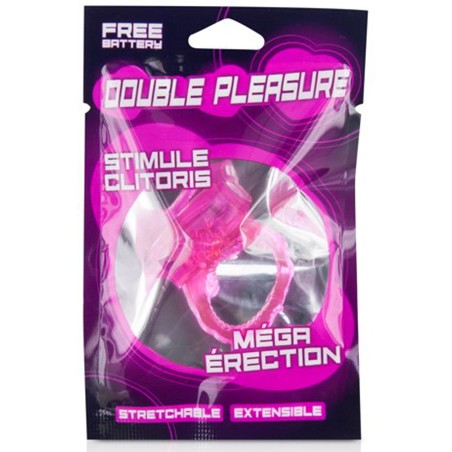 Cockring rose vibrant avec stimulation du clitoris - CC570041