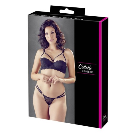 Ensemble soutien-gorge noir sexy avec armature et string assorti - OR2213729BLK