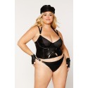 Bustier noir wetlook grande taille et string assorti