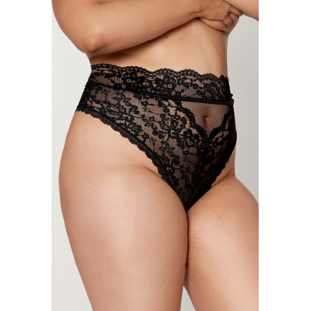 Culotte noire en dentelle taille haute grande taille