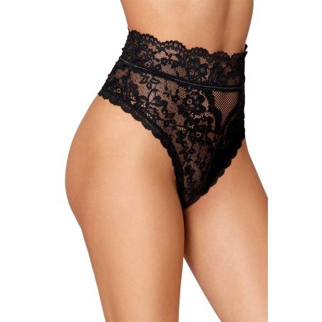 Culotte noire en dentelle taille haute