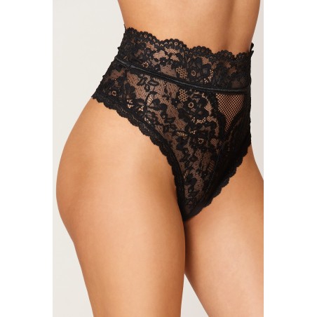 Culotte noire en dentelle taille haute