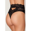 Culotte noire en dentelle taille haute