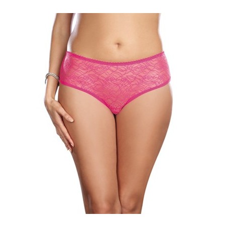 Panty taille basse rose grande taille ouvert froncé au dos