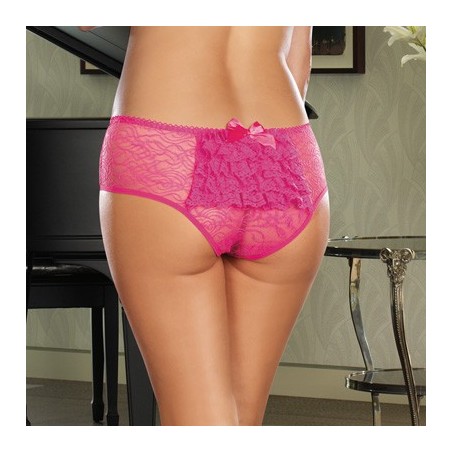 Panty taille basse rose grande taille ouvert froncé au dos