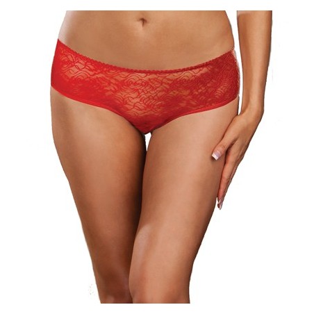 Panty taille basse rouge grande taille ouvert froncé au dos