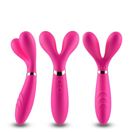 Vibromasseur Wand rose en forme de Y avec 3 moteurs