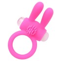 Anneau vibrant silicone rose avec oreilles de lapin