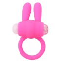 Anneau vibrant silicone rose avec oreilles de lapin