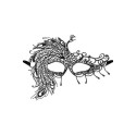 Masque souple en dentelle noire plumes de paon