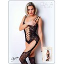 Bodystocking en résille et dentelle floral triple bretelles - Le Numéro 9