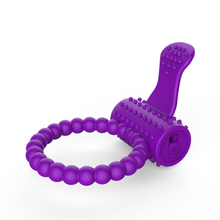 Anneau violet vibrant silicone avec langue picots