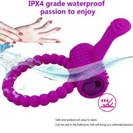 Anneau violet vibrant silicone avec langue picots