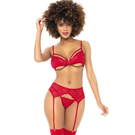 Ensemble lingerie sexy 3 pièces rouge